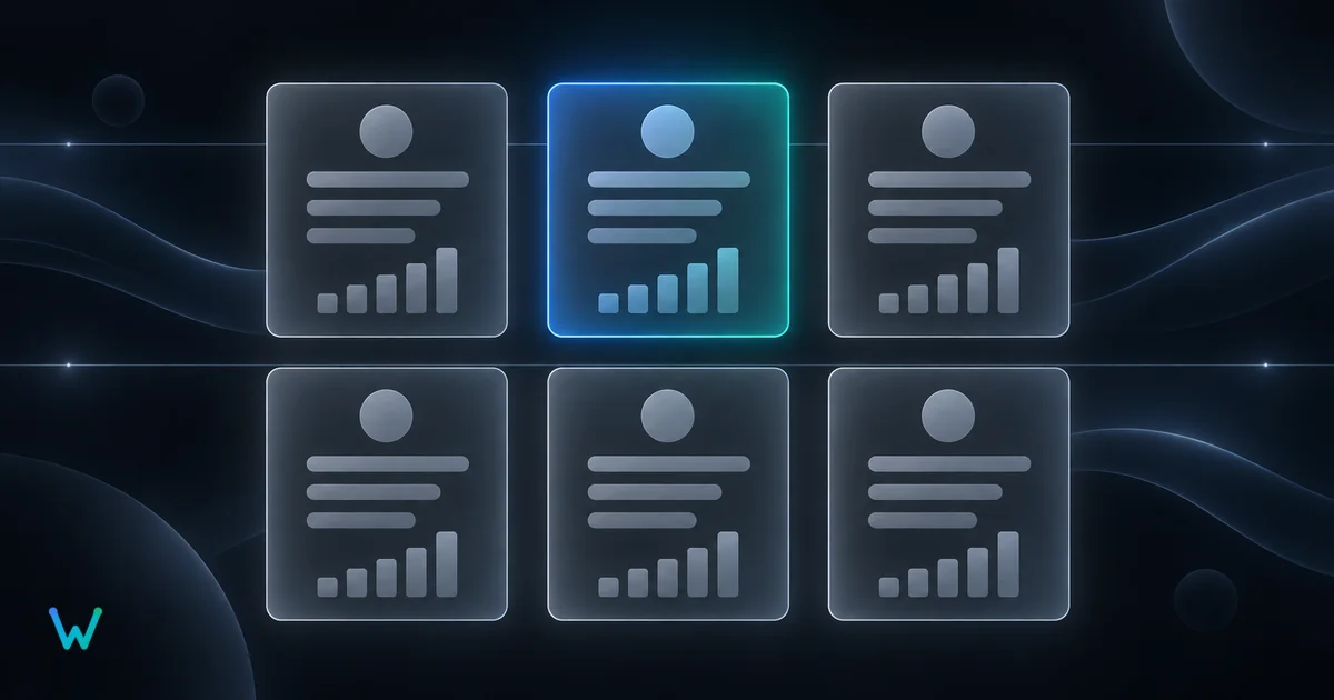 Six service cards arranged into a comparison table
