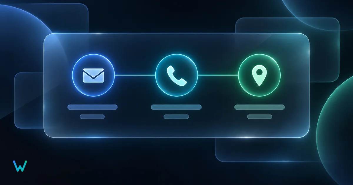 A site card with three contact icons joined by one line