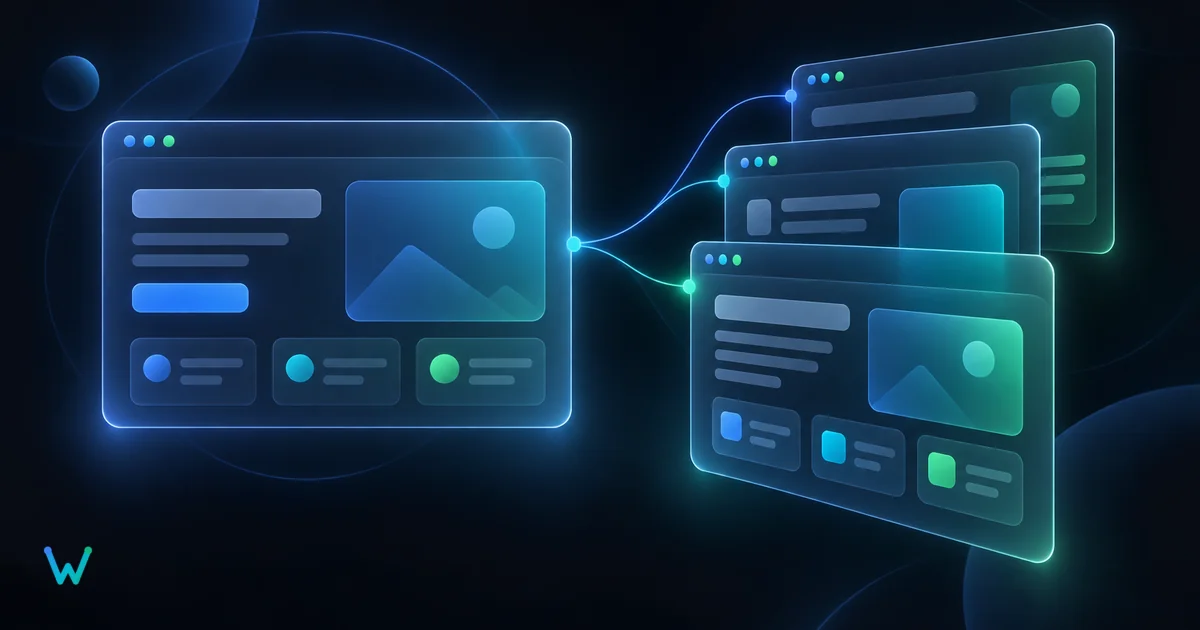 A single site card on the left and a set of linked pages on the right